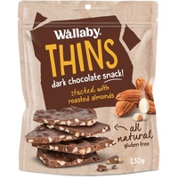 Wallaby Thins Dark Chocolate Almond 130g
