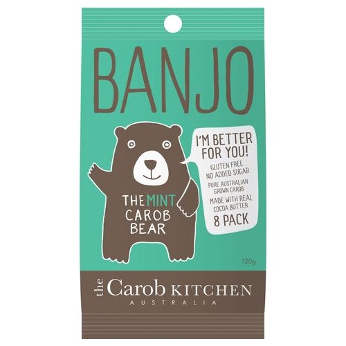 The Carob Kitchen Banjo Bear Mint 8 Pack 120g