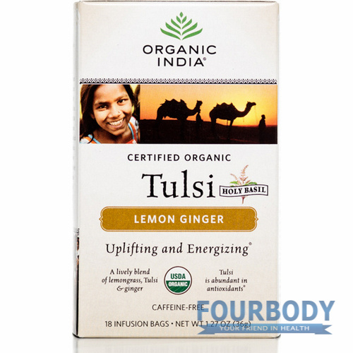 Organic India Tulsi Tea Lemon Ginger 18 tea bags